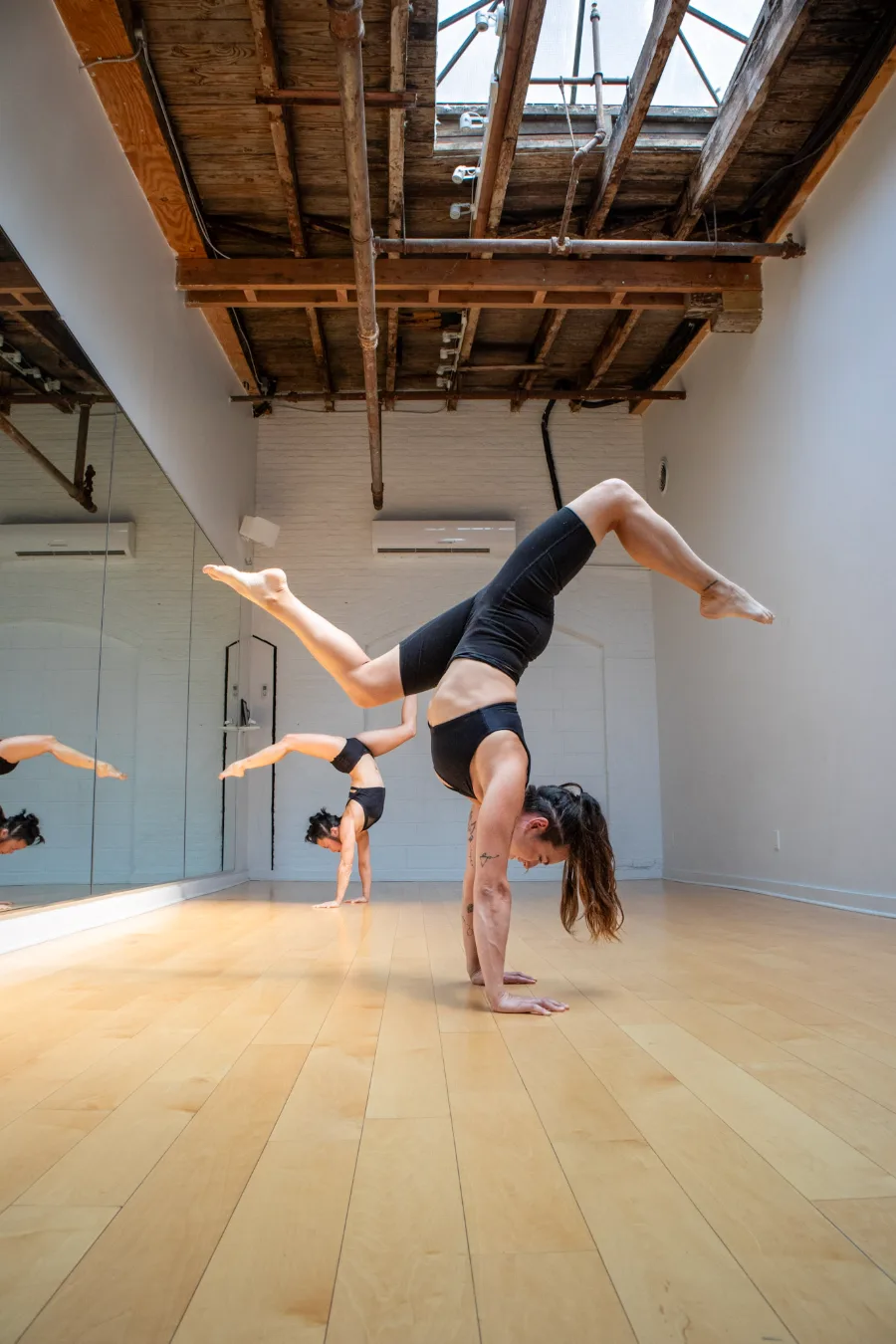 The Annex at IncrediPole Gowanus - rigged for aerial hoop
